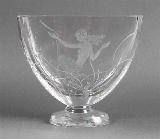 Appraisal: Kiellander acid etched glass vase th century acid etched and