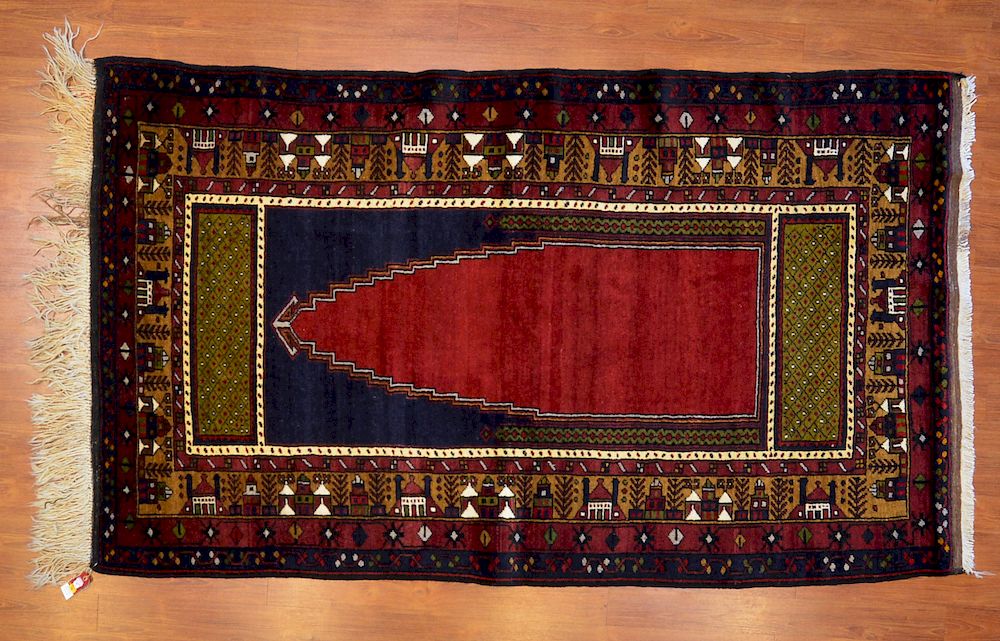 Appraisal: Turkish Yahyali Prayer Rug x hand knotted wool foundation Condition