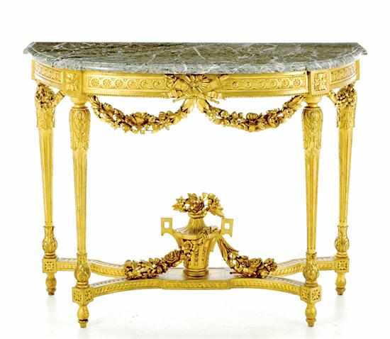 Appraisal: Louis XVI marbletop giltwood console table late th early th