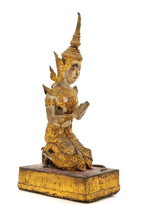 Appraisal: A Thai Gilt Bronze Figure of a Kneeling Deity Height