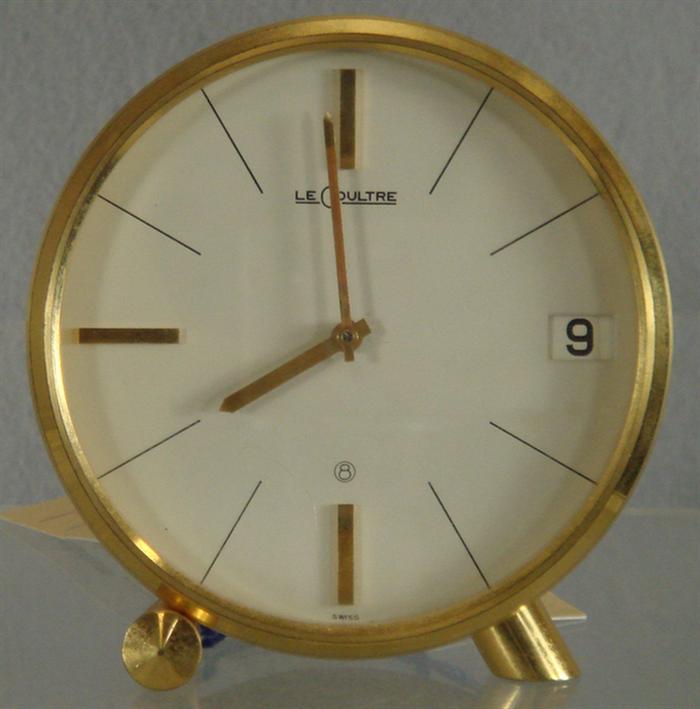 Appraisal: Le Coultre desk clock with calendar window working h Estimate