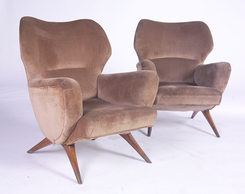 Appraisal: IN THE STYLE OF KAGAN Pair of armchairs upholstered in