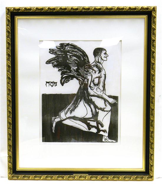 Appraisal: Leonard Baskin ''Passover Angel'' privately commissioned woodcut edition of acid