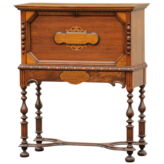 Appraisal: Victorian desk drop-front carved accents w x d x h