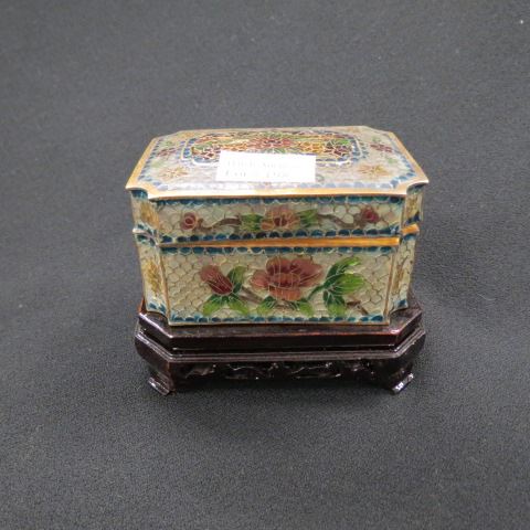 Appraisal: Chinese Translucent Cloisonne Box floral design fancy openwork x excellent