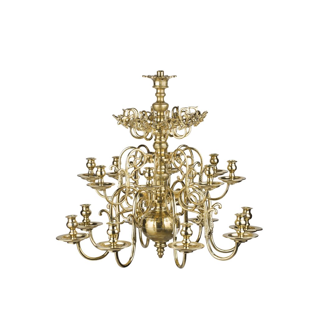 Appraisal: ANGLO-DUTCH BRASS SIXTEEN LIGHT CHANDELIER TH CENTURY the baluster central