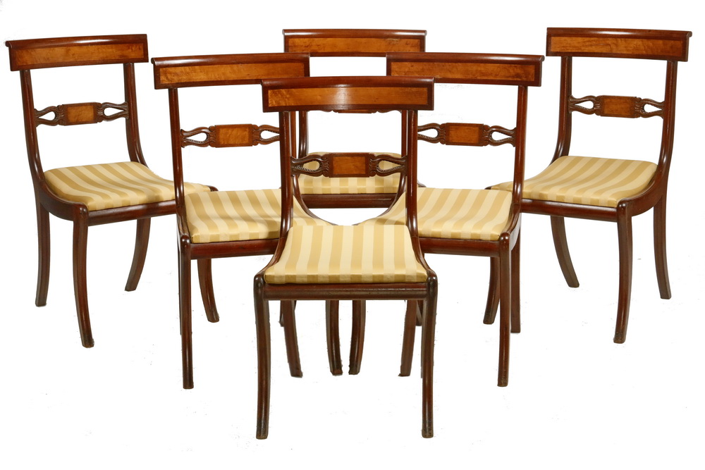 Appraisal: SET OF FEDERAL PERIOD DINING CHAIRS Mahogany Sabre Leg Dining