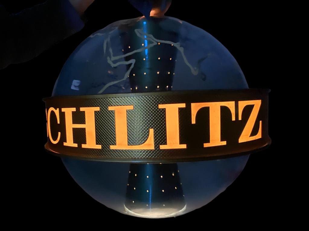 Appraisal: Schlitz Rotating Globe Lighted SignMotorized Ceiling Mounted Diameter approximately Lights