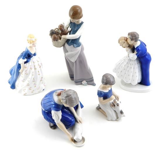 Appraisal: th C Bing Grondahl Lladro and Royal Doulton figurines five