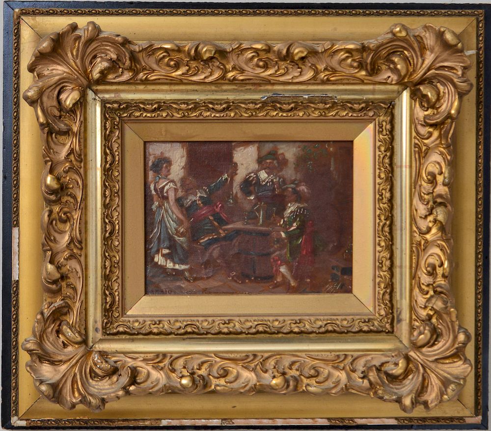 Appraisal: Cavaliers in a Tavern Signed Amato Oil on Canvas Continental