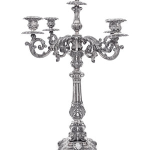 Appraisal: A Swedish Silver Five-Light Candelabrum P A Ljungl f Stockholm