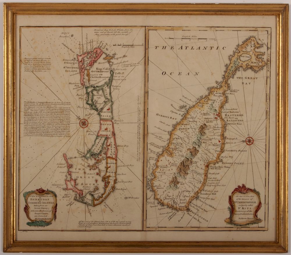 Appraisal: th c Hand Colored Map of Bermuda and St Kitts