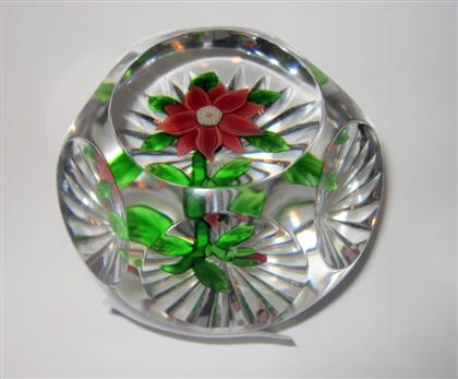 Appraisal: Antique Baccarat red clematis facetted paperweight With a rare brick