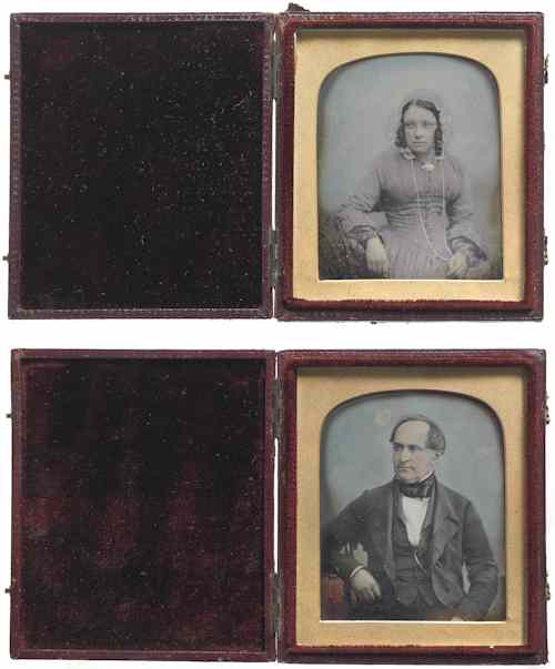 Appraisal: Pair of daguerreotypes by French photographer Antoine Claudet - depicting