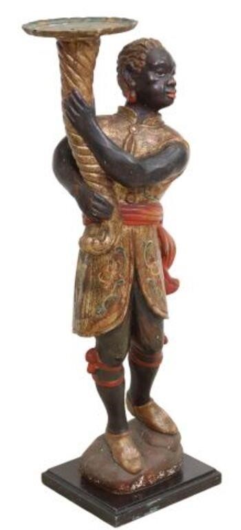 Appraisal: Italian Blackamoor stand th c parcel gilt and polychrome painted