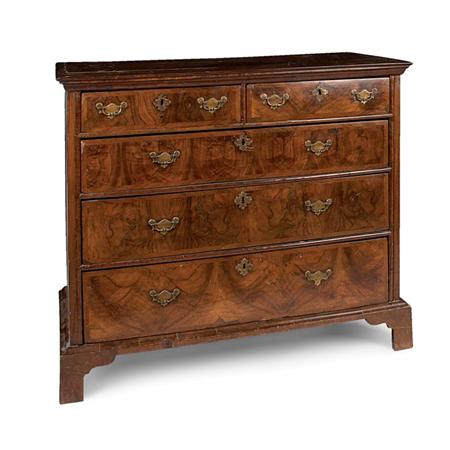 Appraisal: George II Feather Banded Walnut Chest of Drawers Estimate -