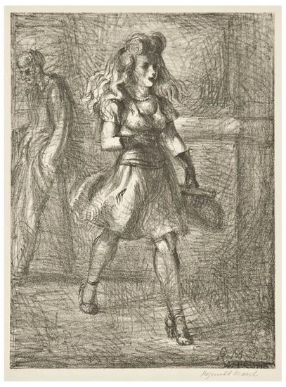 Appraisal: Reginald Marsh - Girl Walking Elevated S Lithograph signed in