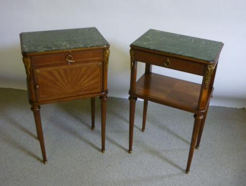 Appraisal: A FRENCH MAHOGANY AND KINGWOOD VENEERED BEDSIDE CABINET early th