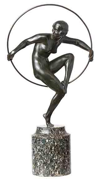 Appraisal: MARCEL-ANDRE BOURAINE - A PATINATED BRONZE FIGURE OF A GIRL