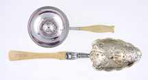 Appraisal: Gorham ivory handle sterling berry spoon and tea strainer circa