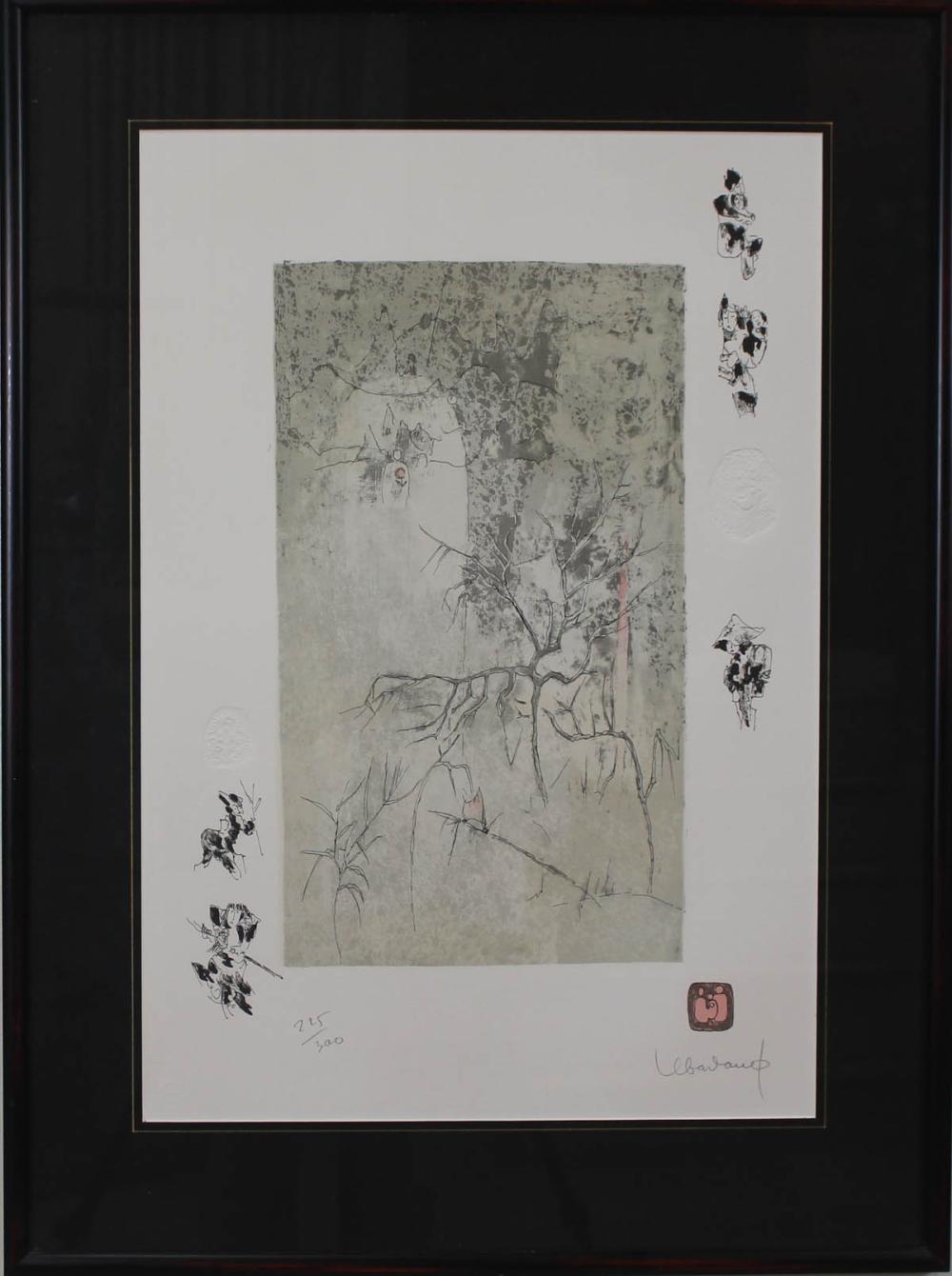 Appraisal: HOI LEBADANG France Vietnam born lithograph with embossing a landscape