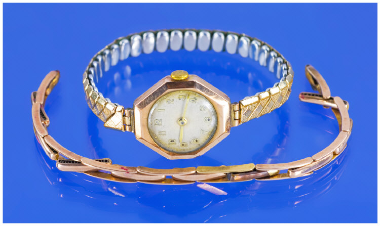 Appraisal: ct Gold Ladies Wrist Watch and Gold Plated Bracelet Ladies