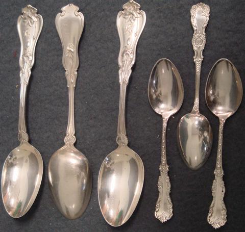 Appraisal: Whiting Violet sterling silver teaspoons mono with Hamilton Deisinger sterling