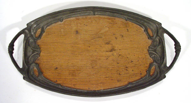 Appraisal: Urania Art Nouveau pewter tray with wooden liner cm in