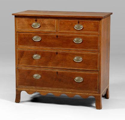 Appraisal: Southern inlaid walnut chest yellow pine and poplar secondary five