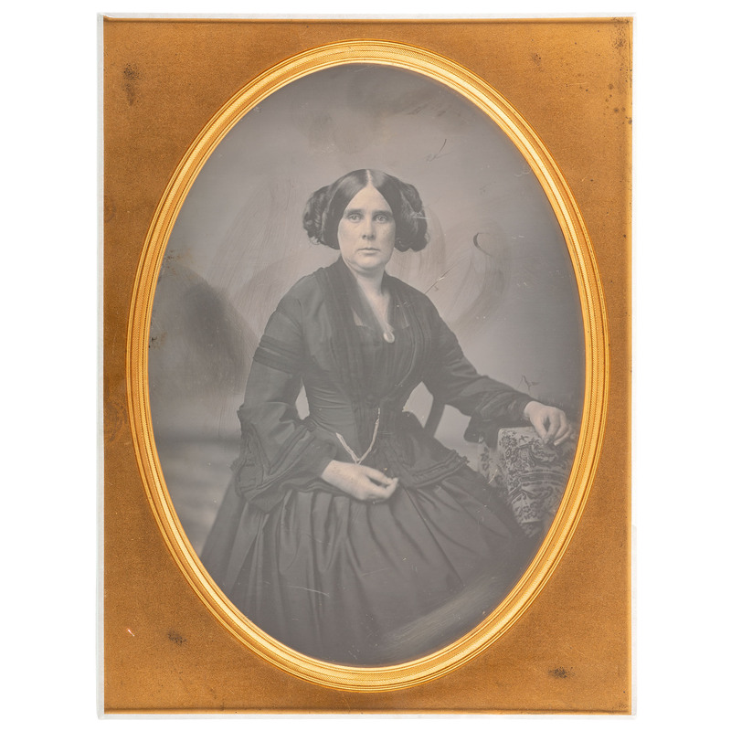 Appraisal: EARLY PHOTOGRAPHY Full plate daguerreotype of woman of means N