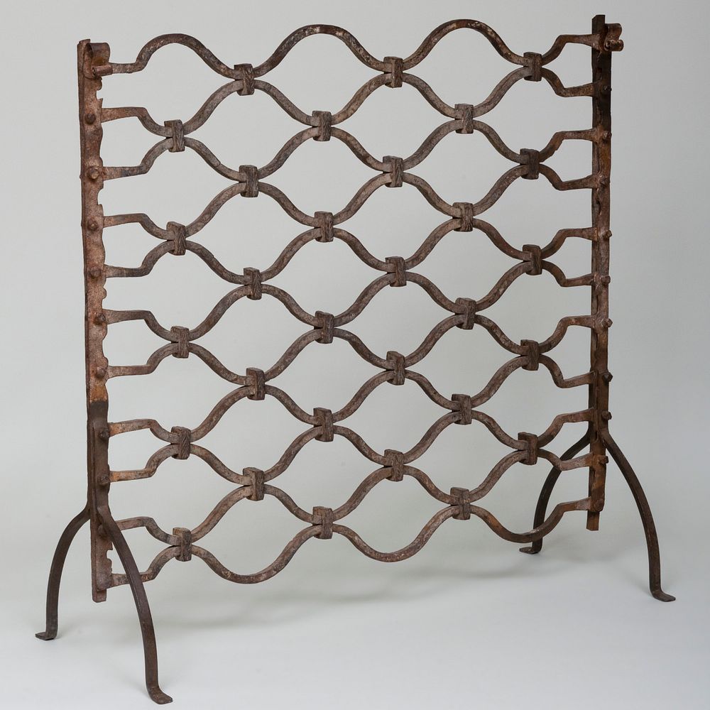 Appraisal: Wrought Iron Fire Screen x x in Condition Minor wear