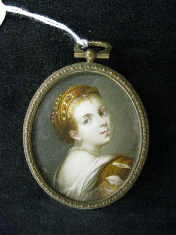 Appraisal: Miniature Painting on Ivory of Young Princess oval x excellent