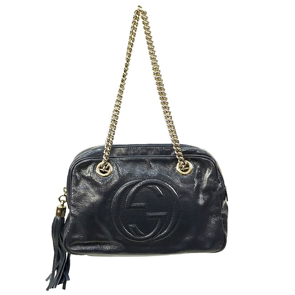 Appraisal: Gucci Soho Chain Bag Gucci Blue Patent Leather Soho Chain