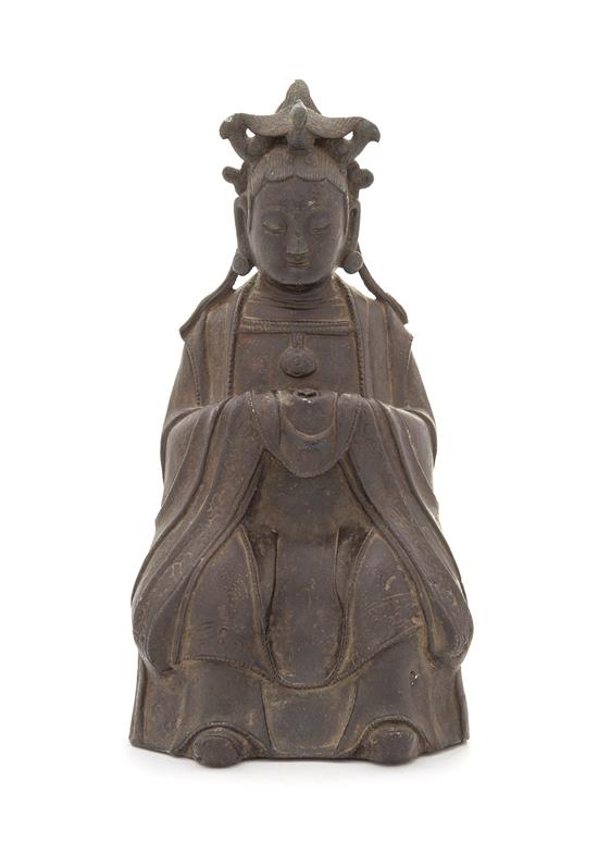 Appraisal: Sale Lot A Bronze Figure of Seated Guanyin possibly ming