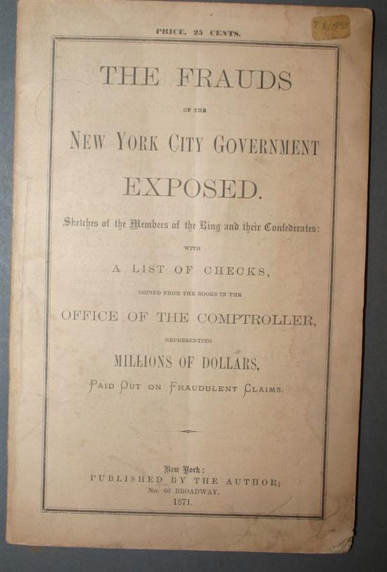 Appraisal: New York The Frauds Of The New York City Government