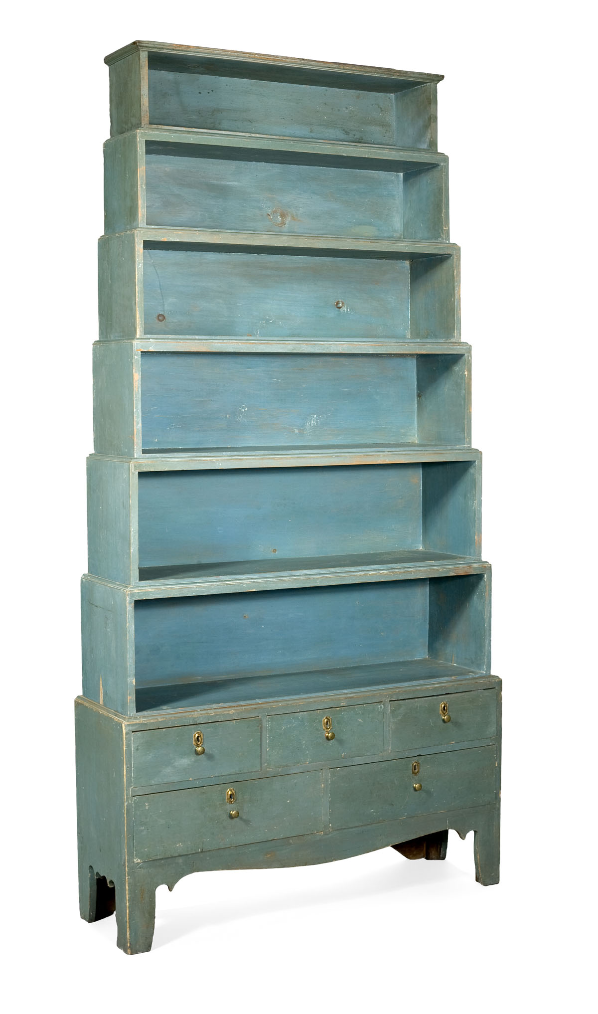 Appraisal: HARVARD STACKING BOOK CASE IN OLD BLUE PAINT Six stacked