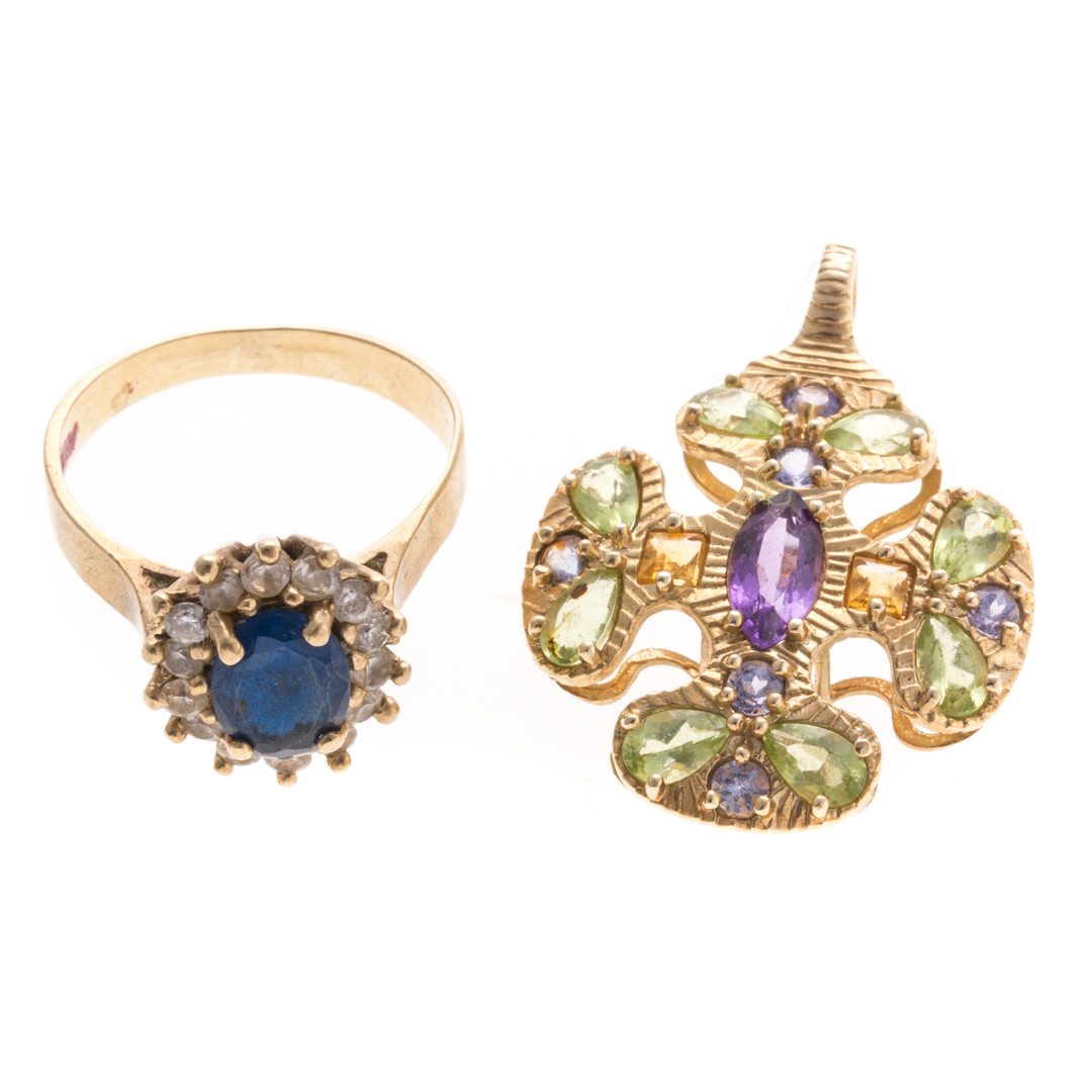 Appraisal: A Lady's Gemstone Pendant Sapphire Ring in Gold K yellow