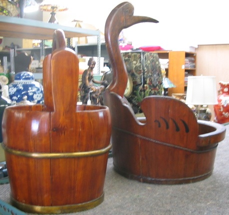 Appraisal: A CHINESE FEED CONTAINER AND BUCKET the former with carved