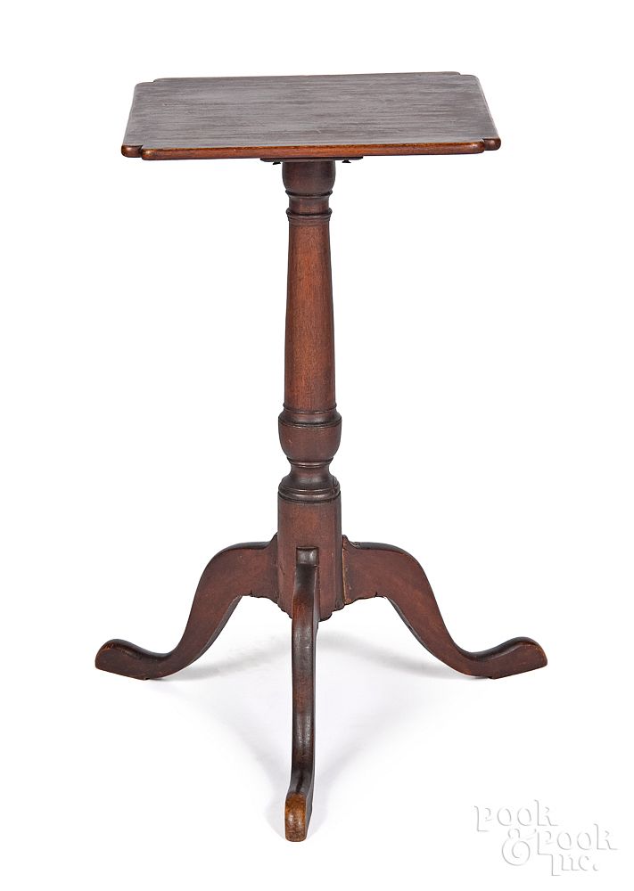 Appraisal: New England walnut candlestand th c New England walnut candlestand