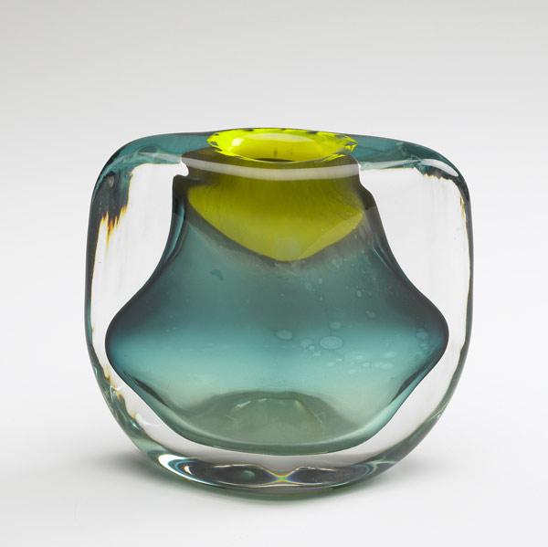 Appraisal: FLORIS MEYDAM LEERDAM Unica glass vase of faceted form with