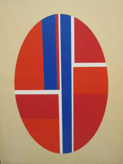 Appraisal: ILYA BOLOTOWSKY NEW YORK - Untitled red and blue oval