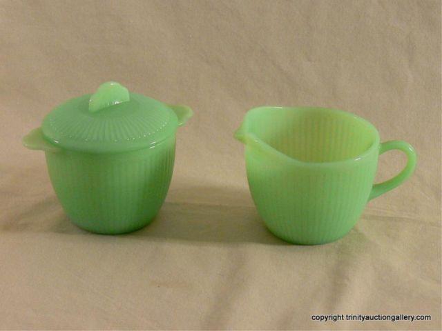 Appraisal: FireKing USA Jadeite Cream Sugar Jane Ray - Produced by