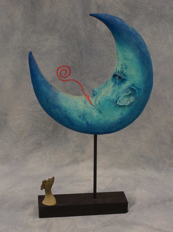 Appraisal: Lennert Shapovalenko th c papier mache Blue Moon h unsigned