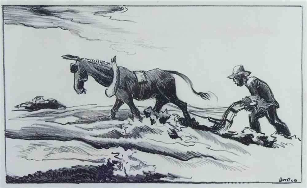 Appraisal: THOMAS HART BENTON AMERICAN - PLOWING IT UNDER Lithograph x