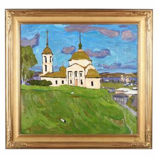 Appraisal: Veniamin Benjamin Alekseevich Safonov Russian - Village Church oil on