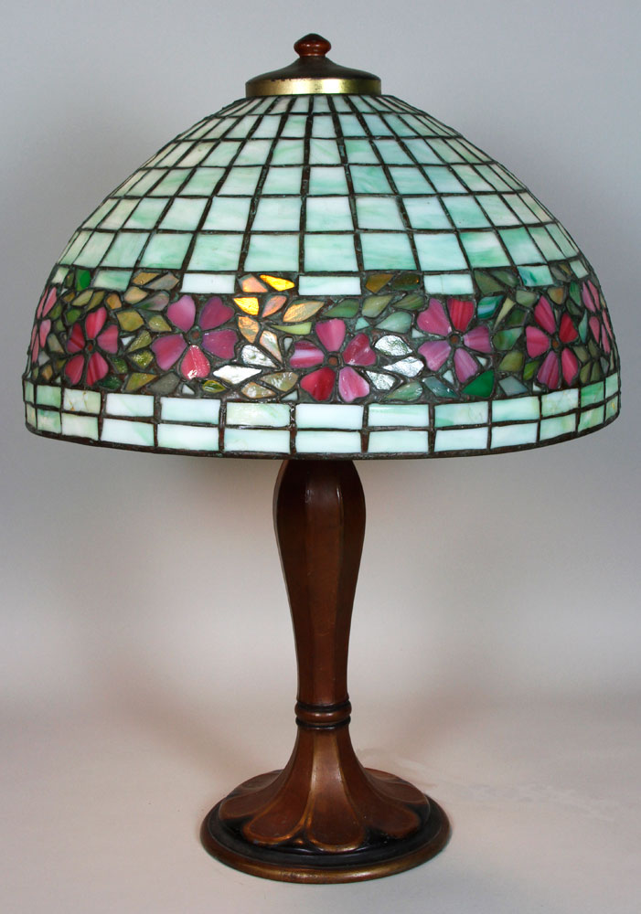 Appraisal: - Leaded Glass Lamp Table lamp leaded glass with floral