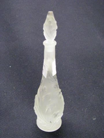 Appraisal: Frosted Art Glass Perfume Bottle raised leaf decor