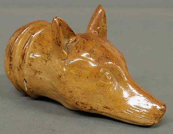 Appraisal: English ceramic fox head bottle advertising R Hill Wine and