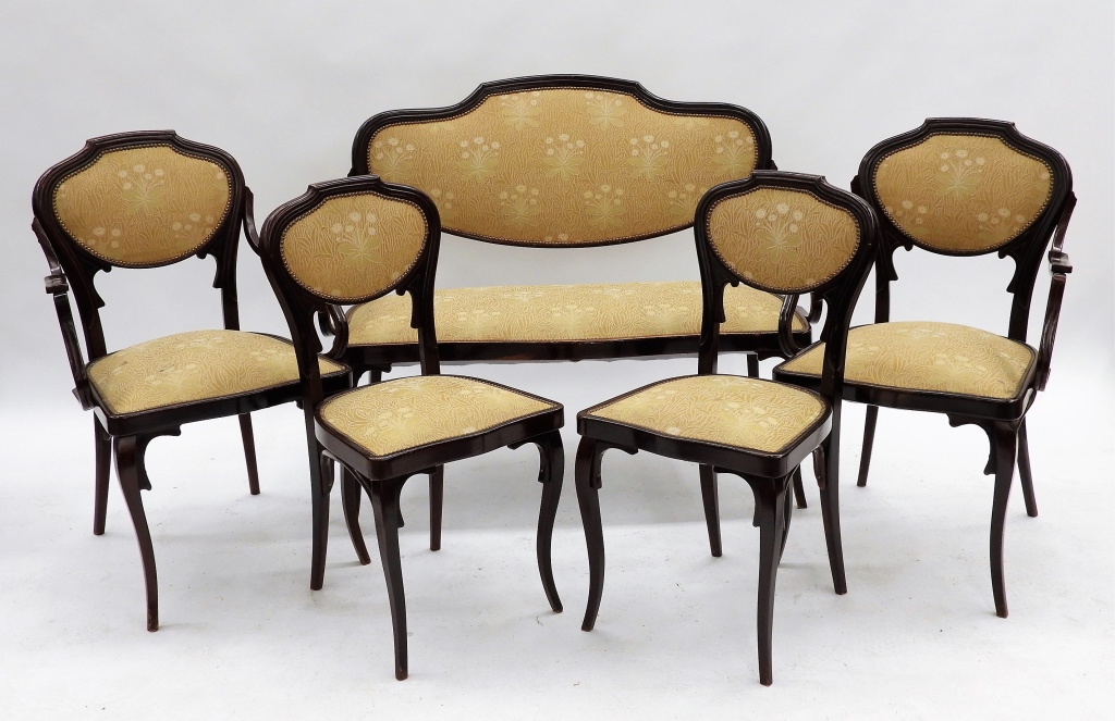 Appraisal: PC FRENCH ART NOUVEAU UPHOLSTERED PARLOR SET France Circa Set