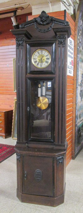 Appraisal: DARK OAK TALL CASE FLOOR CLOCK Gustav Becker Clock Co